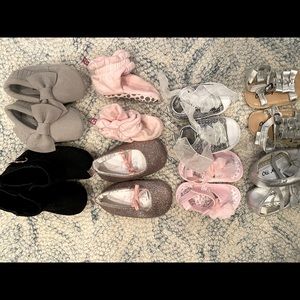 Lot of baby girl crib shoes